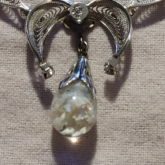 Vintage Curtis Creations Sterling Silver Floating Opal Necklace - Picture 5 of 7